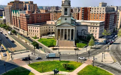 Rooftop view of Thomas Circle in Downtown Washington, DC - Neighborhoods in DC
