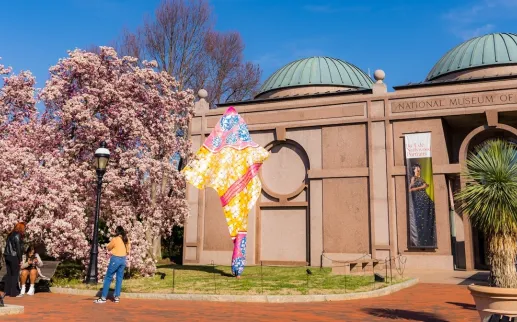 Una vista esterna del National Museum of African Art dello Smithsonian in una soleggiata giornata primaverile.
