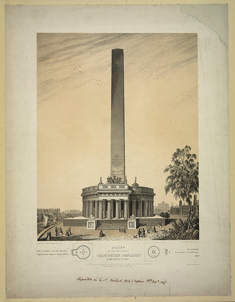 Boceto del diseño original del Monumento a Washington