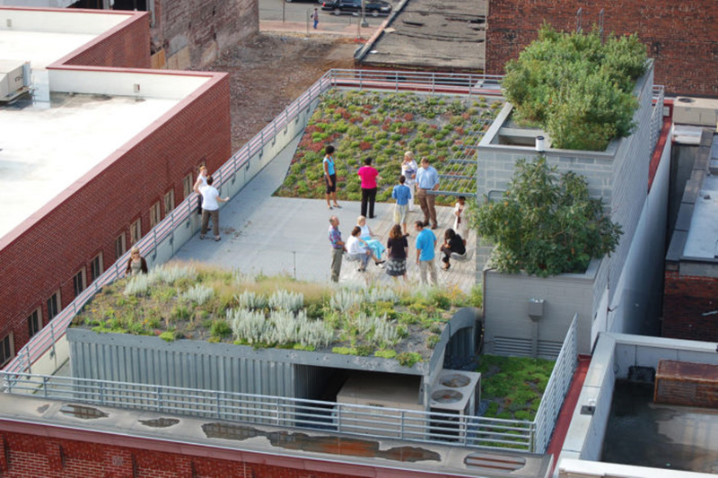 Vista aérea do telhado da Sede da Sociedade Americana de Arquitetos Paisagistas