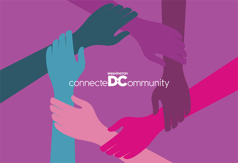 Logotipo da comunidade conectada de Washington DC - mãos entrelaçadas