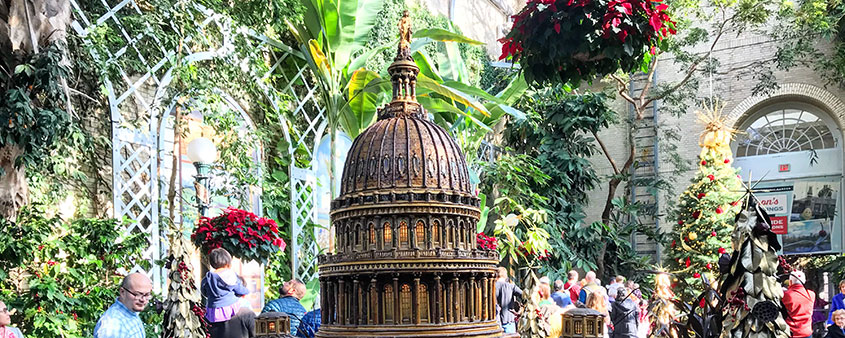 Exhibición navideña del Capitolio de EE. UU. dentro del Jardín Botánico de EE. UU.
