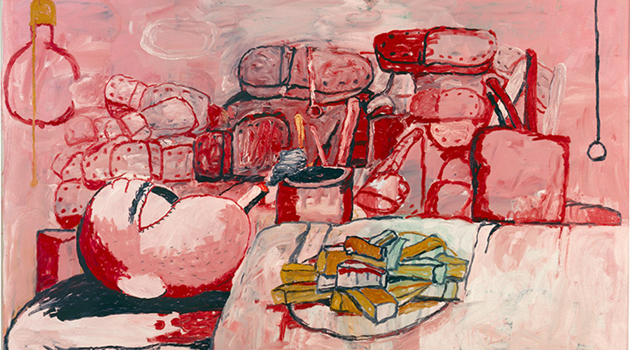 회화, 흡연, 먹기, 1973, 캔버스에 유채, 암스테르담 슈테델리크 미술관 소장. © 필립 거스턴의 재산