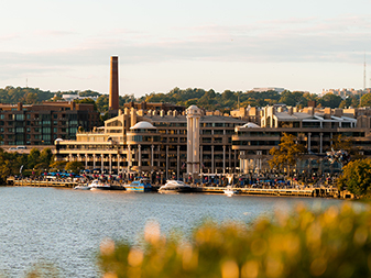 View of the skyline of Georgetown with the Potomac River