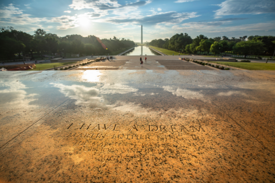 Inscription "J'ai un rêve" au Lincoln Memorial