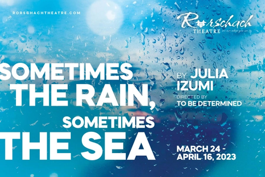 Plakat für Theater Rorschach: Bühneninszenierung "Manchmal der Regen, manchmal das Meer".