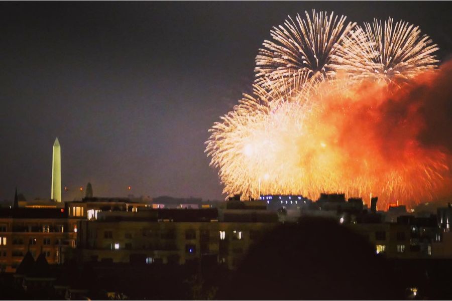Fireworks as seen from Cardozo High School