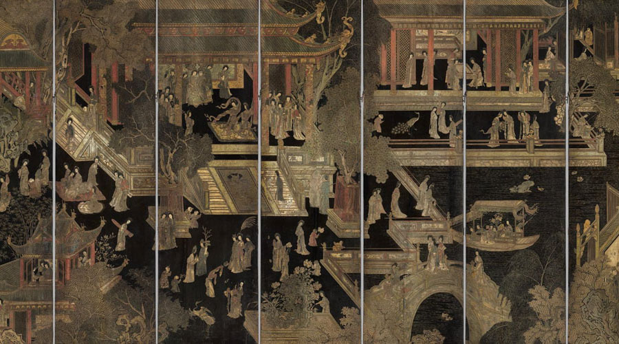 A vida no palácio se desenrola: conservando uma tela de laca chinesa