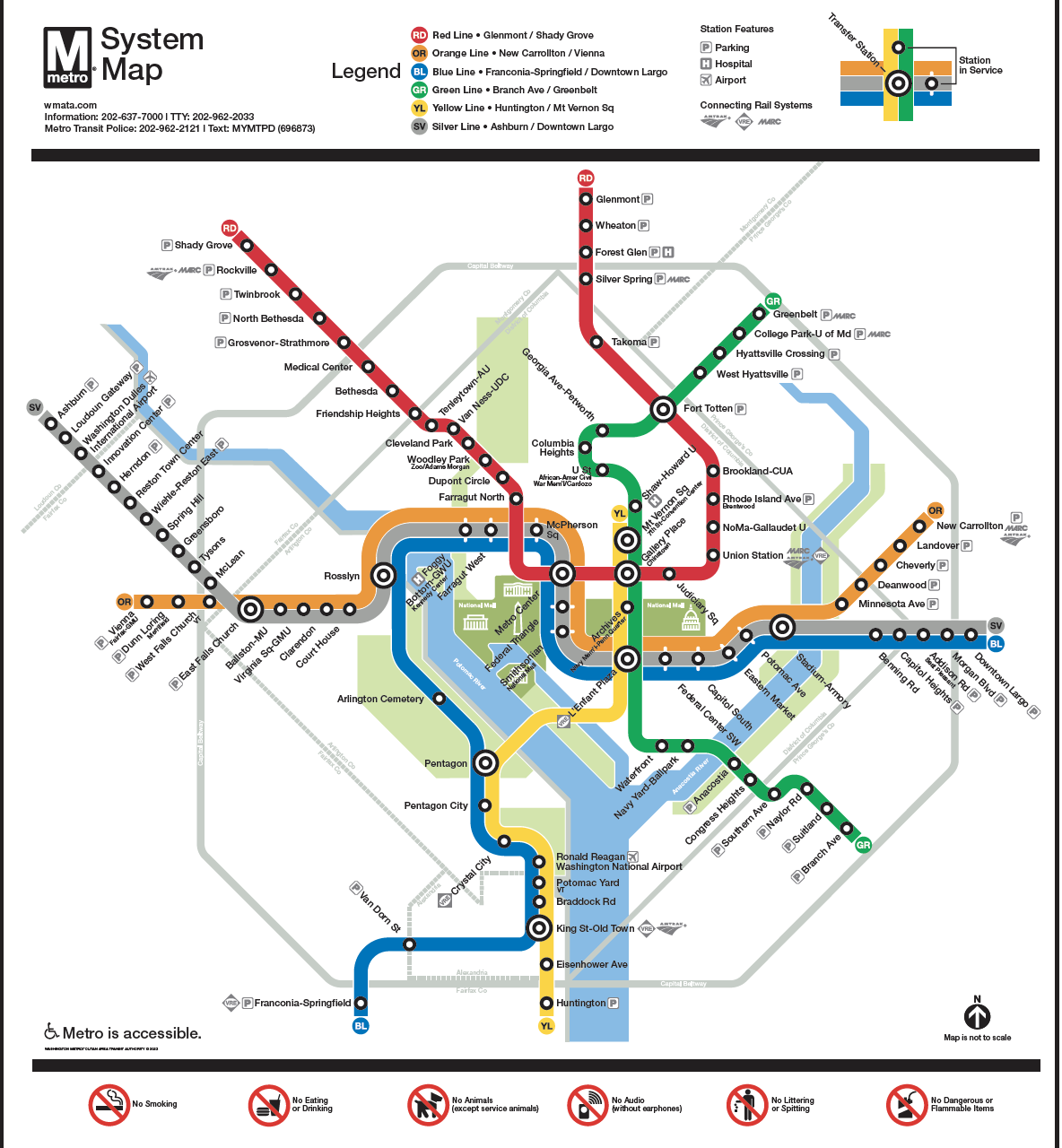 워싱턴 DC 지하철 지도