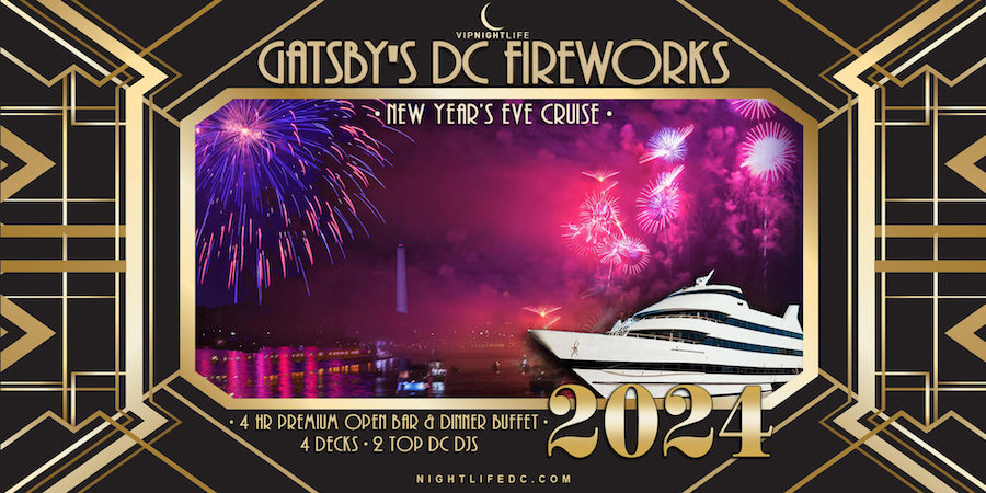 Festa in yacht di Capodanno con fuochi d'artificio DC di Gatsby 2024