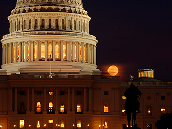 Capitol with harvest moon