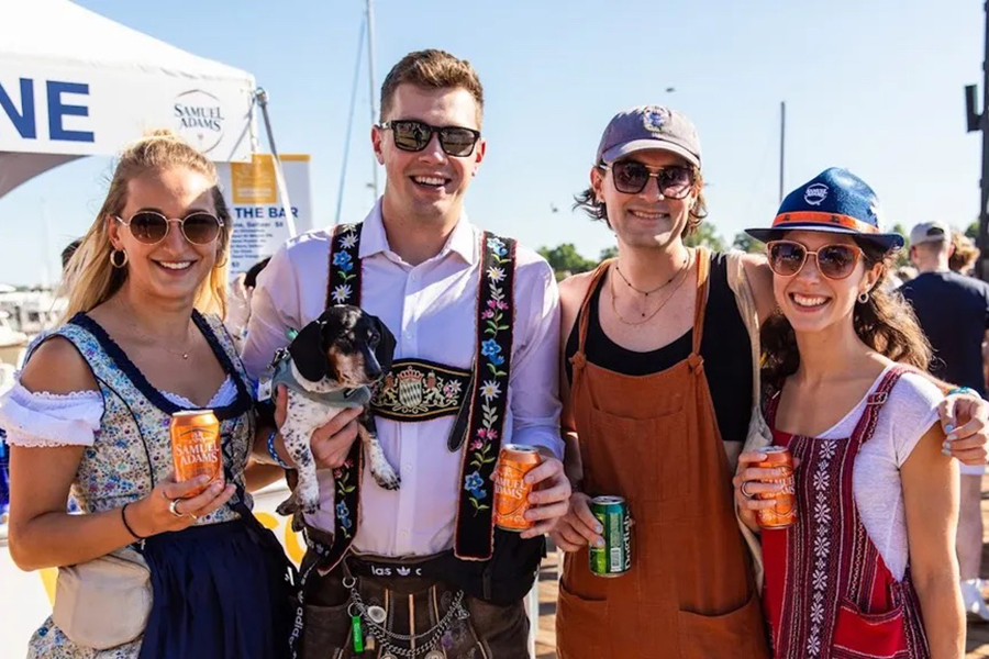 Group of friends at the Oktoberfest event at The Wharf