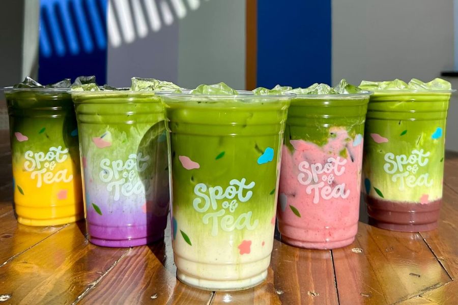 Matcha lattes at Spot of Tea