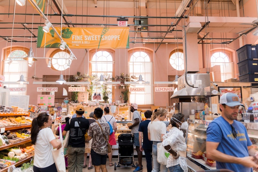 People shopping at Eastern Market in Washington DC 