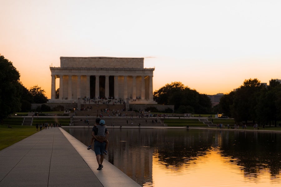 The Lincoln Memorial at sunset 