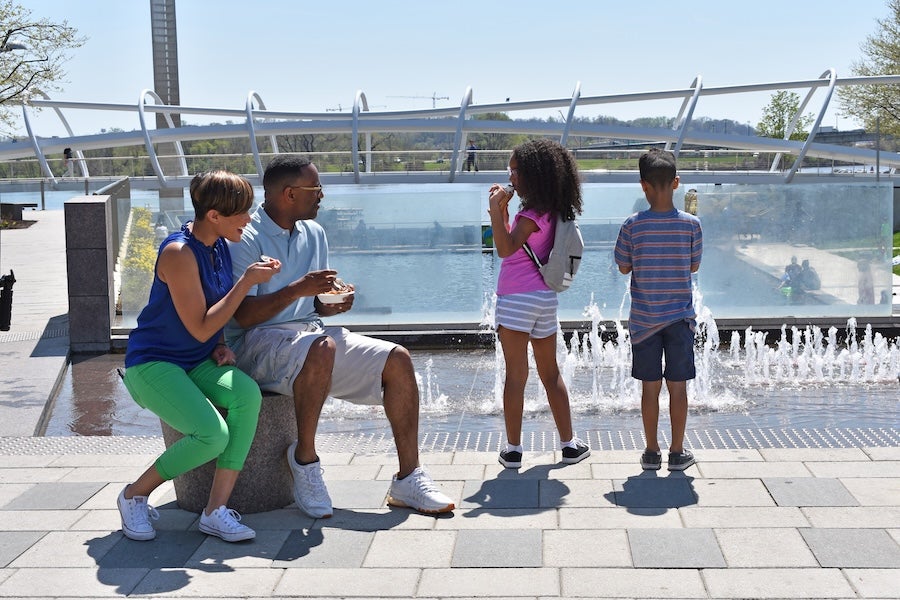 A family eating ice cream at The Yards Park in Navy Yard - Washington DC