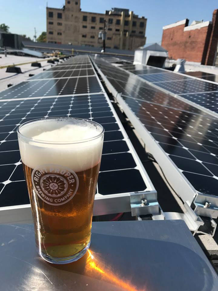 Paneles solares Right Proper Brewing Company: espacios sostenibles para eventos y reuniones en Washington, DC