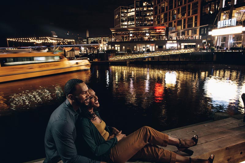 Couple at The Wharf on the Southwest Waterfront - Romantic date spots, places to eat and more in Washington, DC