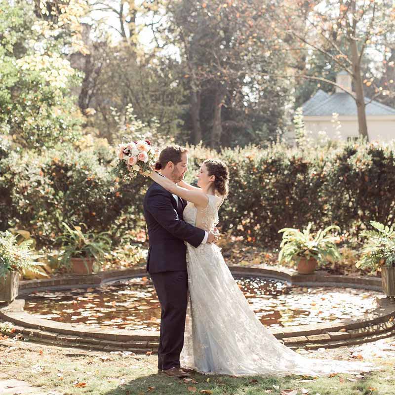 @erintornello - Couple on wedding day at Tudor Place Historic House and Garden - Fun and off-the-beaten path date ideas in Washington, DC