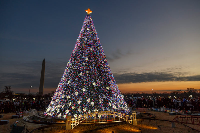 L'albero di Natale nazionale il giorno di Natale a Washington, DC - Esposizioni di luci natalizie ed eventi invernali a DC