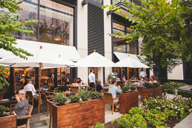 Outdoor patio dining in Washington, DC - Fig and Olive restaurant in CityCenterDC