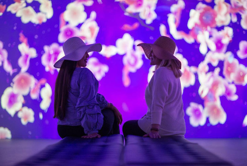 @h4sn41n - Women at cherry blossom ARTECHOUSE installation - Unique date ideas in Washington, DC