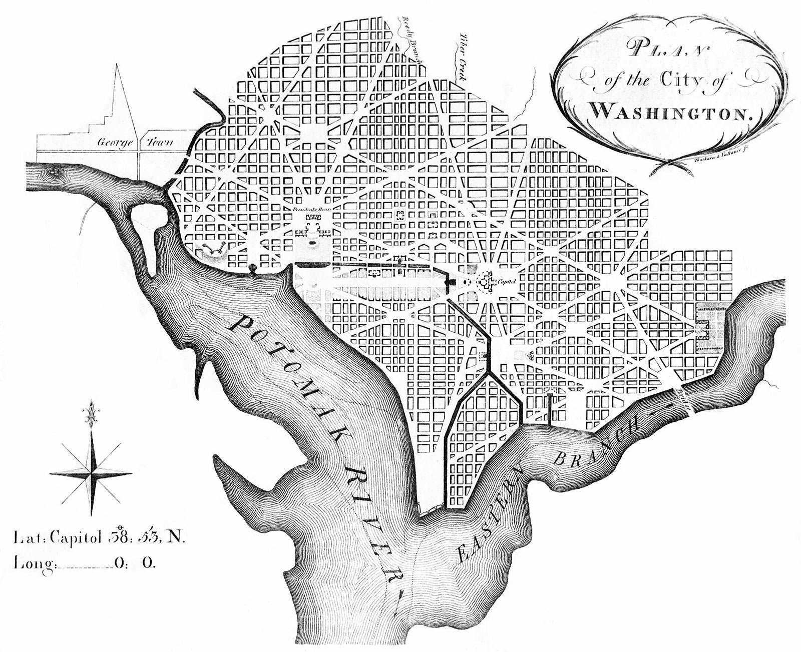 Planes originales de L'Enfant para Washington, marzo de 1792