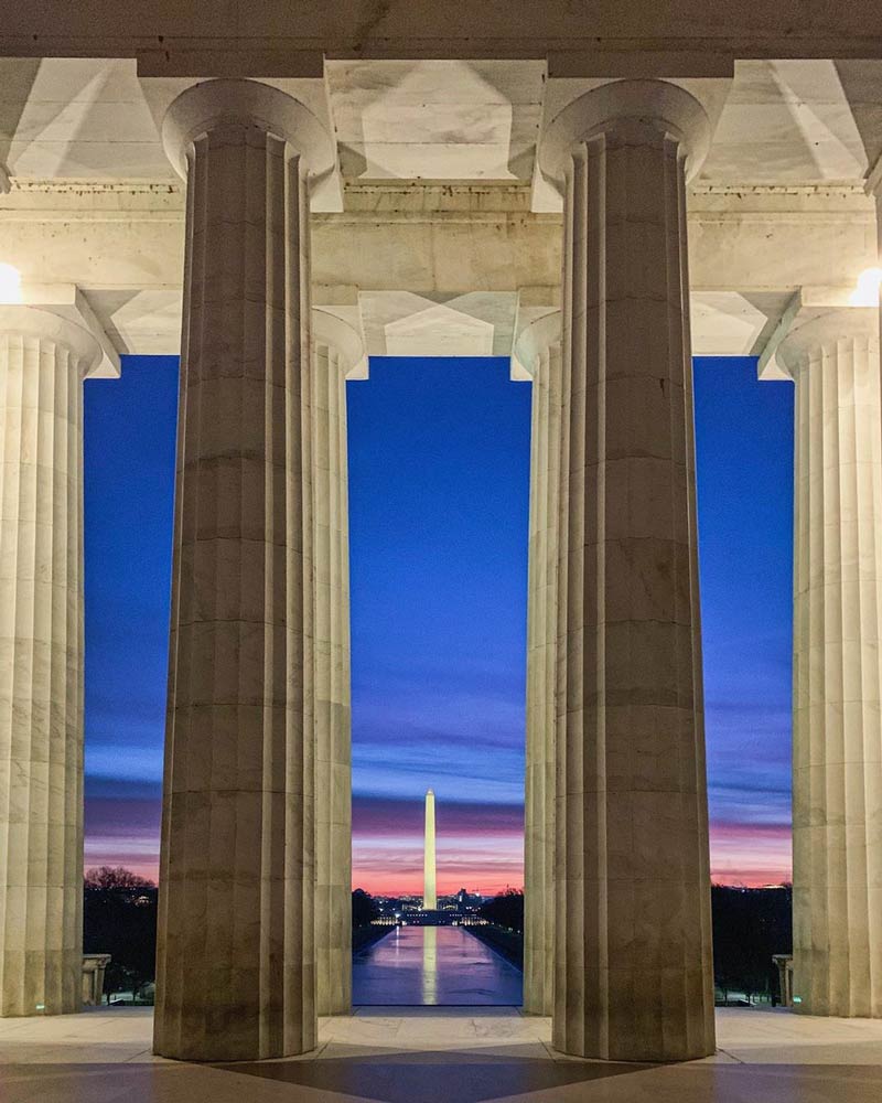 Sunrise from the Lincoln Memorial - @scenefrommyrun