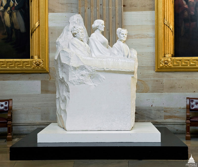 Portrait Monument to Pioneers of Suffrage Movement statue in the United States Capitol Rotunda in Washington, DC