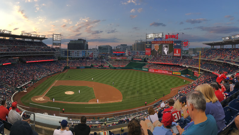 Spring sunset at Washington Nationals home game - Family-friendly activities in Washington, DC