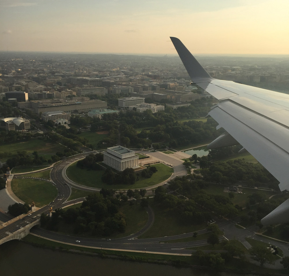 View of Lincoln Memorial from Plane Leaving Reagan National Airport - Where to Get the Best View of Washington, DC