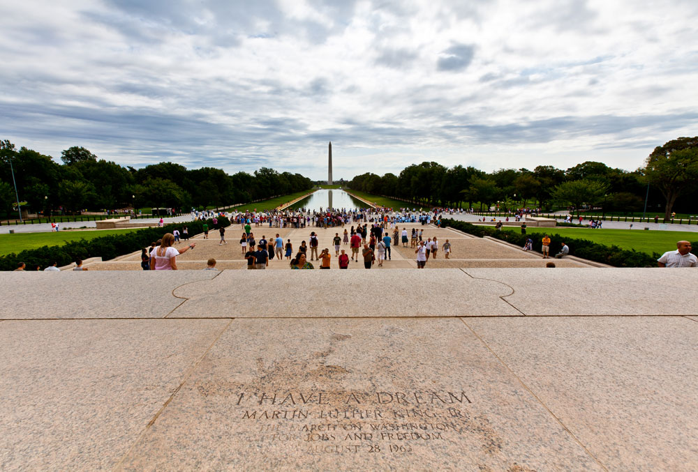 Wo Martin Luther King, Jr. seine Rede "I Have a Dream" auf den Stufen des Lincoln Memorial hielt - National Mall - Washington, DC