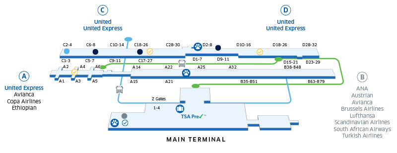 Dulles International Airport - United Terminal Map