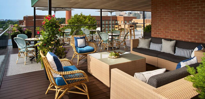 Bar und Lounge auf dem Dach im Rosewood Washington, DC in Georgetown – Toller Tagungsort auf dem Dach in DC