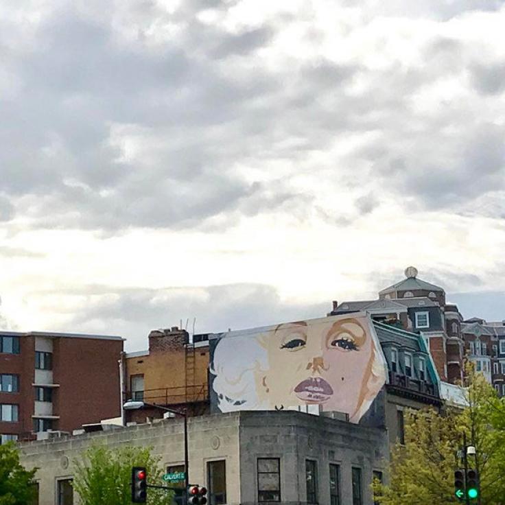 @ali.cat210 - Peinture murale de Marilyn Monroe sur Connecticut Avenue à Woodley Park - Peintures murales à Washington, DC