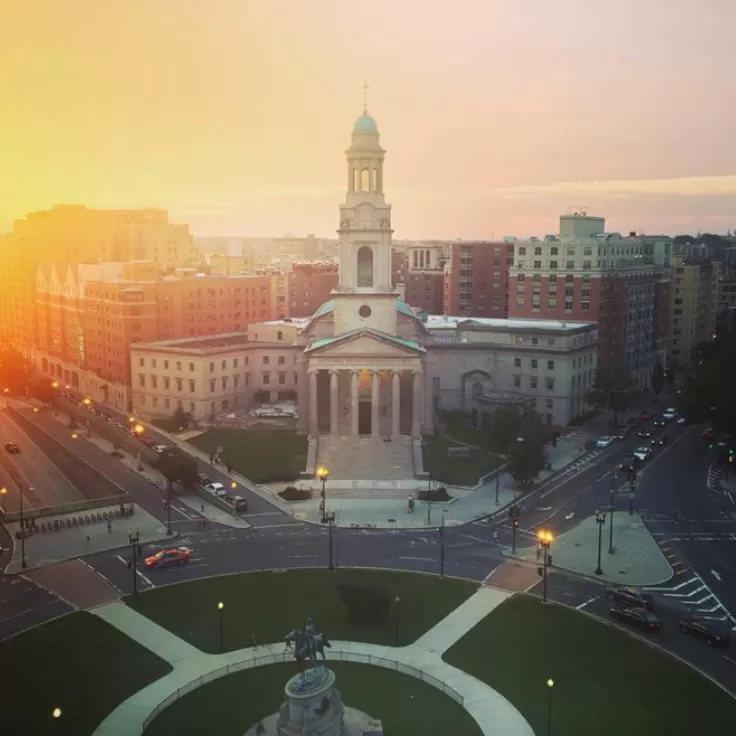 Logan Circle Neighborhood In Washington DC Washington DC   Inhighheels View Of Thomas Circle From Dnv Rooftop Sunset Mydccool Homepage 07.12 .webp