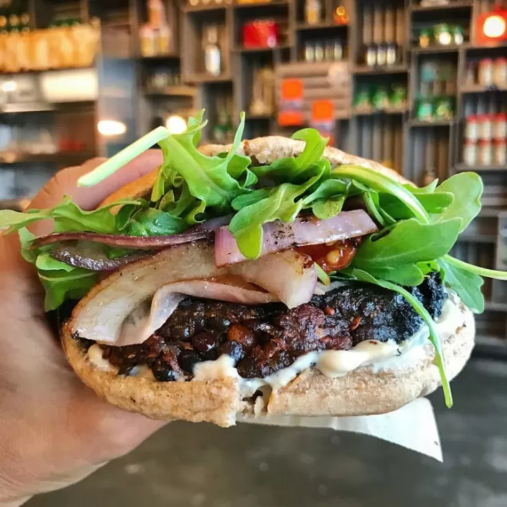 @polreanforeals - Vegetarian burger from Shouk Israeli street food in Mount Vernon Square Washington, DC