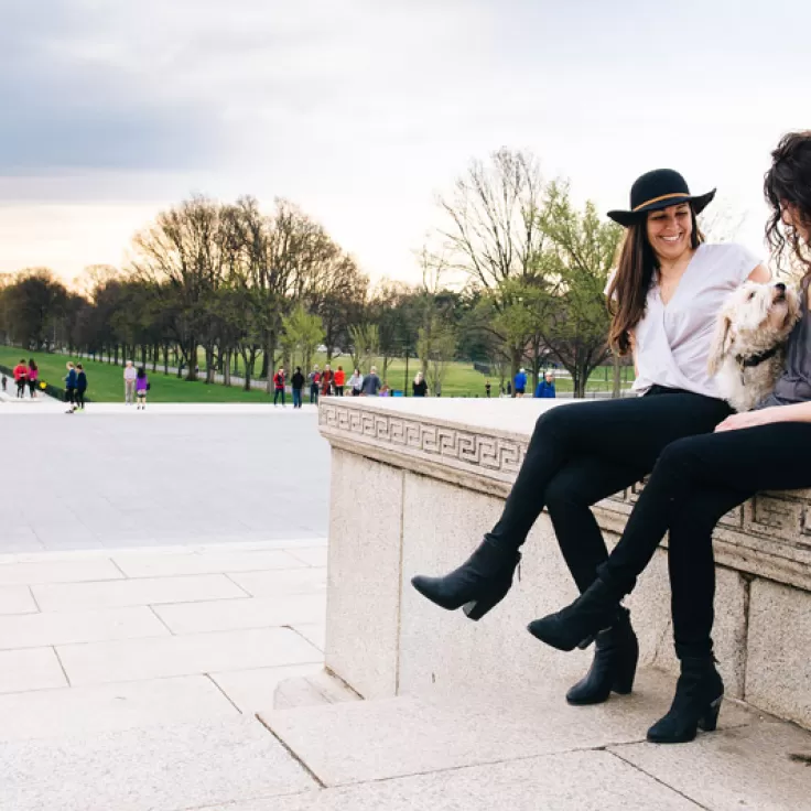 Couple by the Lincoln Memorial on the National Mall - LGBTQ-friendly things to see and do in Washington, DC