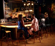 Couple dining at bar 