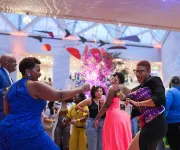 Guests dance and celebrate during a lively event at the National Gallery of Art in Washington, DC.