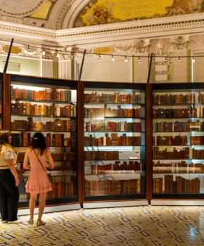 Dos personas de pie en la Biblioteca del Congreso