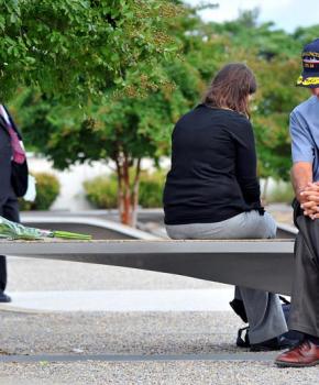 Father and daughter at the National 9/11 Pentagon Memorial in Virginia