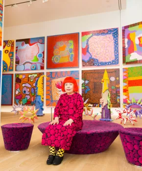 Japanese artist Yayoi Kusama with recent works in 2016