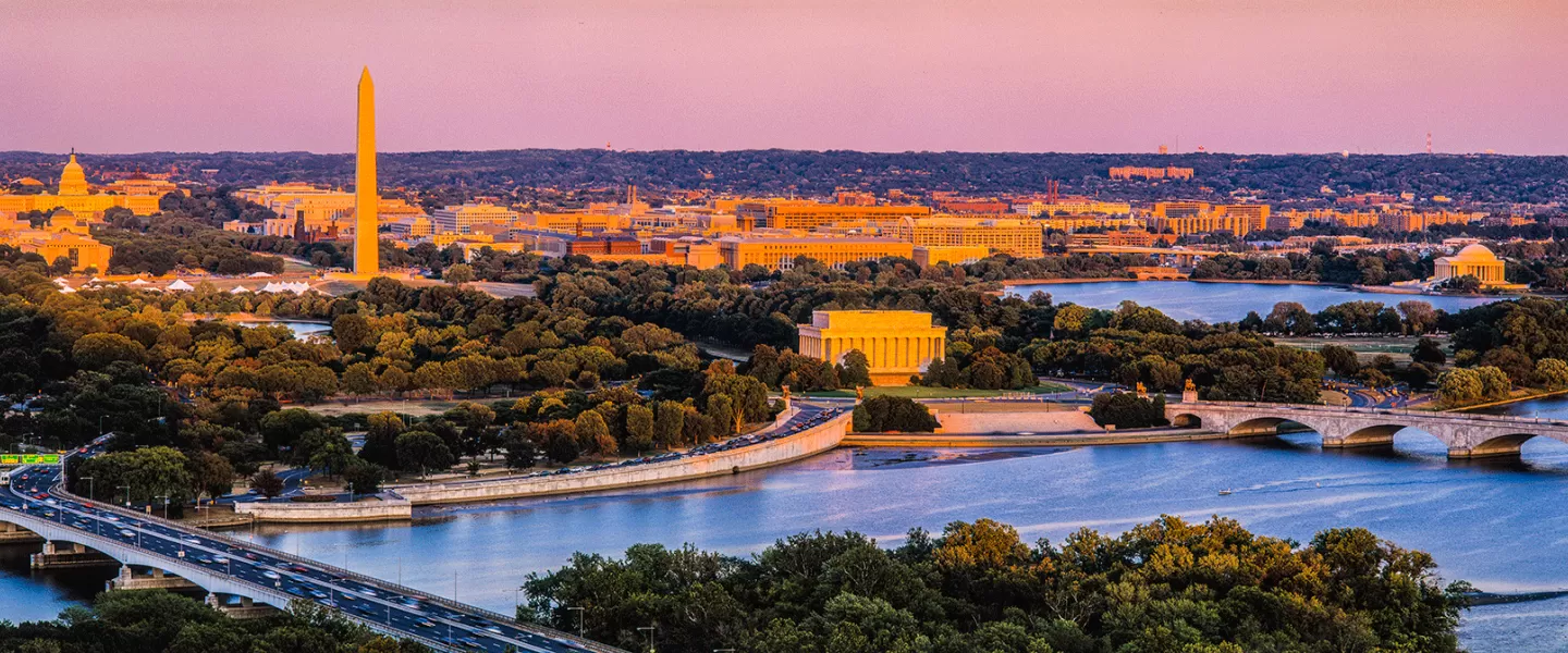 DC skyline at dusk
