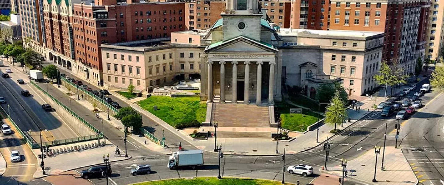Rooftop view of Thomas Circle in Downtown Washington, DC - Neighborhoods in DC