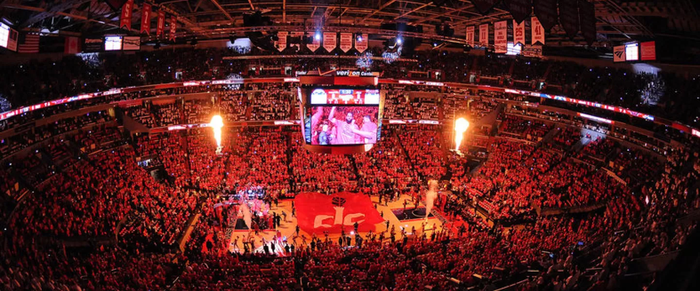 washington stadium aerial view after a basketbal game