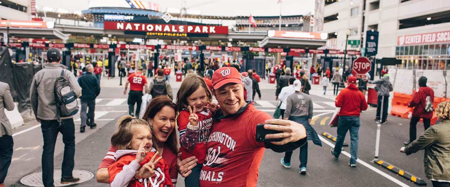 Family taking selfie at Nationals Park