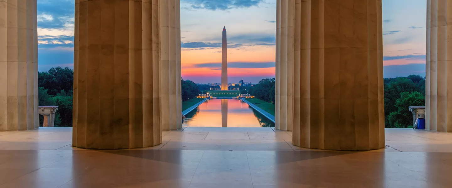 Lincoln Memorial at sunset