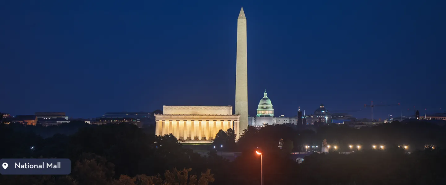 Skyline of the monuments on the National Mall