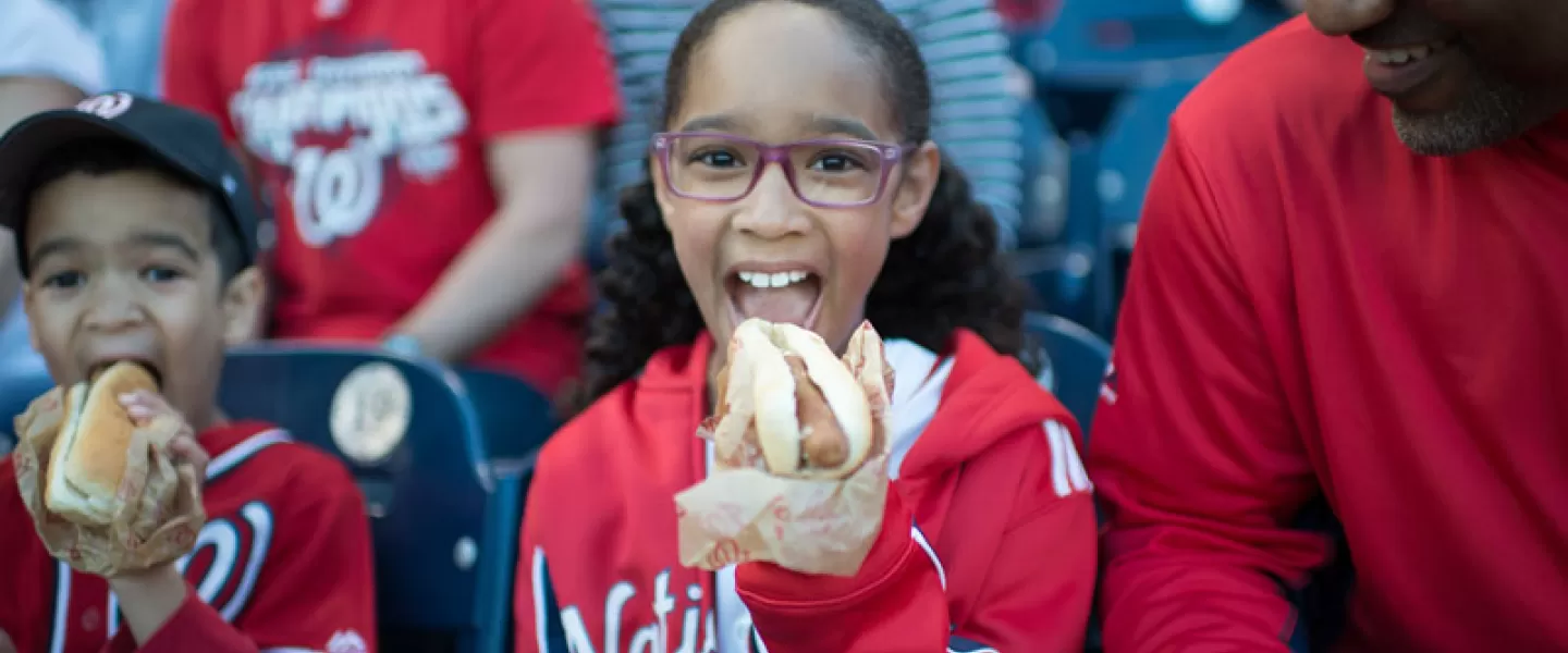 Family eating at Washington Nationals game - Where to eat and drink at Nationals Park